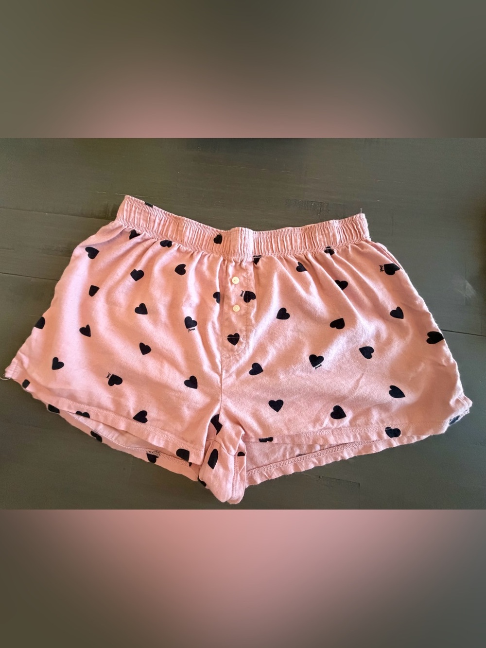 PINK Victoria's Secret Pink Shorts with Black Heart Print
